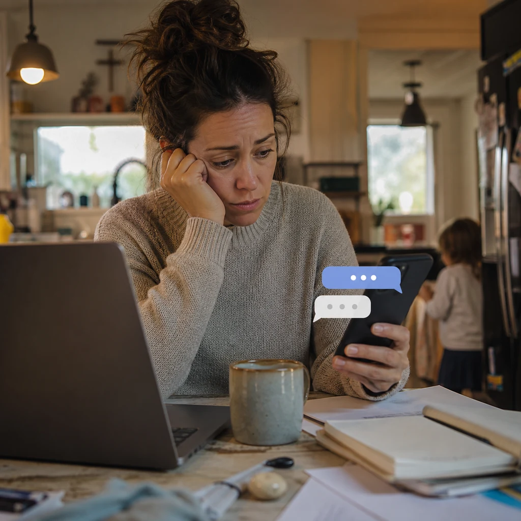 A mom questions an unexpected instant-hire message on her phone
