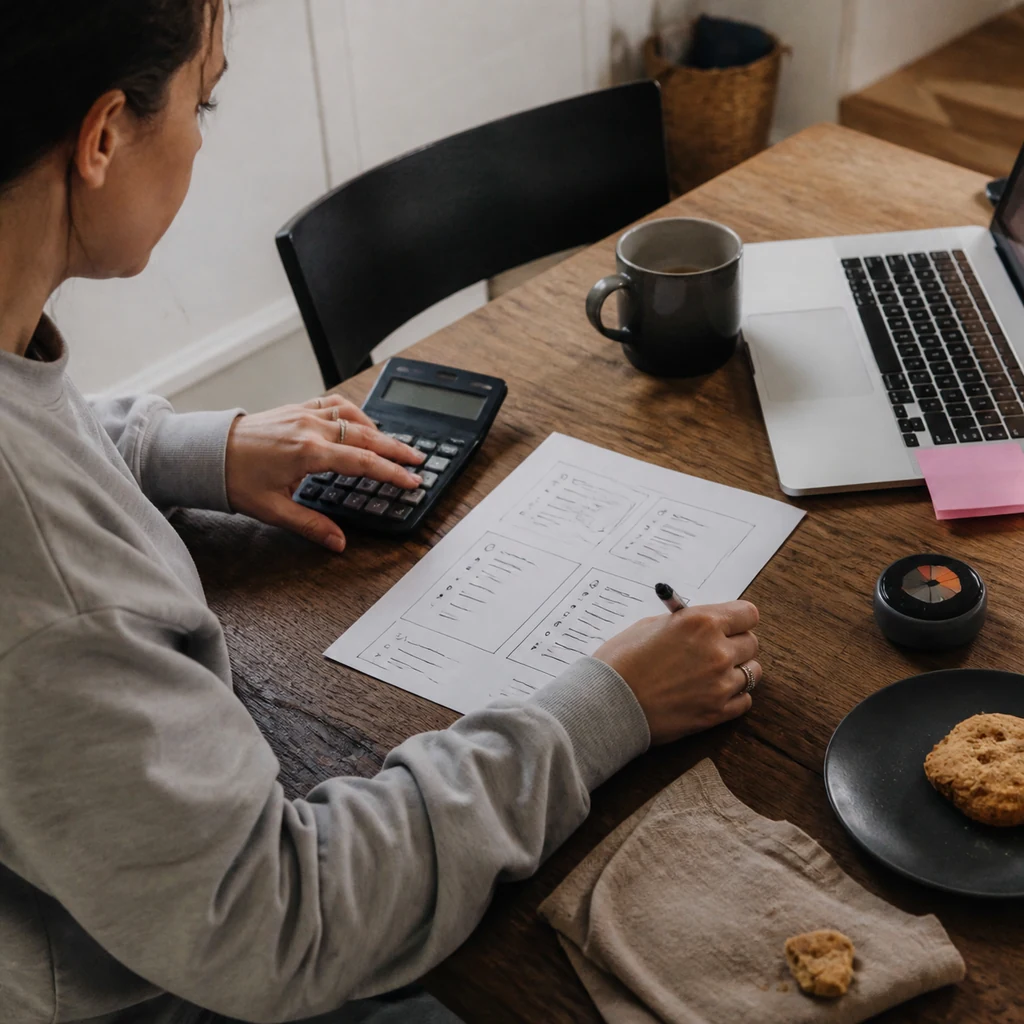 A mom calculating the time and limits for a starter freelance package