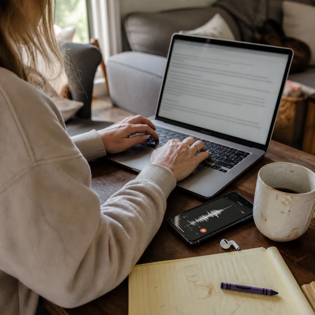 A mom turning a client voice note into a clean digital document
